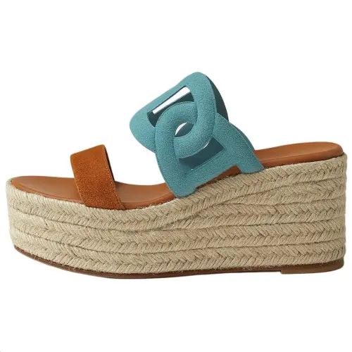HERMES Slide Slippers 8.5cm Women's Blue