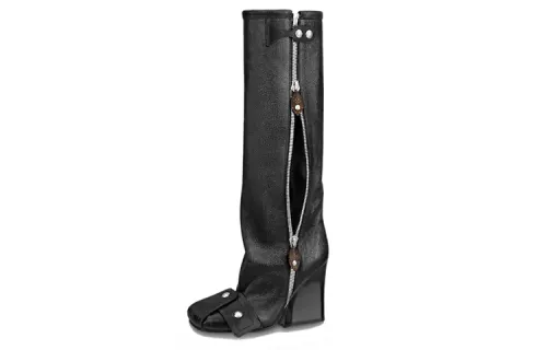 LOUIS VUITTON Patti Knee high Boots Women's Black