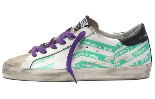 Golden Goose Super Star Cow Leather, Leather Low top Stylish Skateboarding Shoes Women's White Black Heel Tab