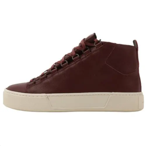 Balenciaga Arena Leather High top Skateboard Shoes Men's Red Brown