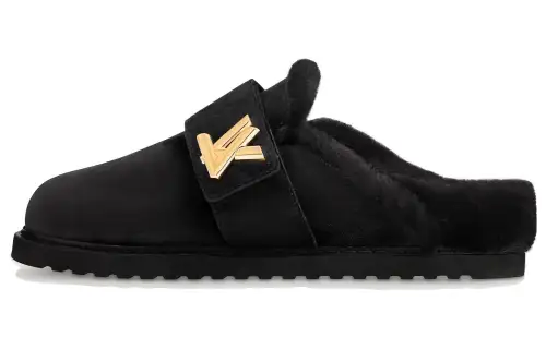 LOUIS VUITTON Closed Toe Slippers Women's Black Gold