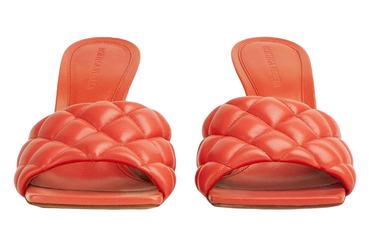 Женские шлепанцы Bottega Veneta Padded (оранжево-красные) — фото 4