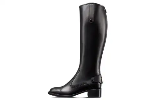 DIOR D Folk Cow Leather Knee high Boots Women's Black