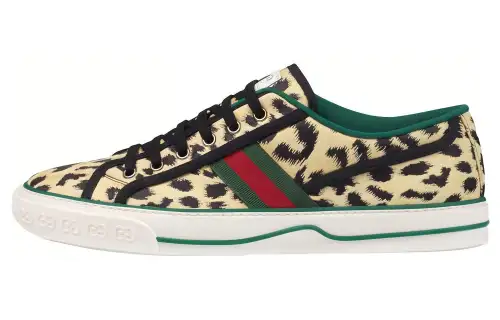 GUCCI Tennis 1977 Stylish Skateboarding Shoes Men's Yellow Green