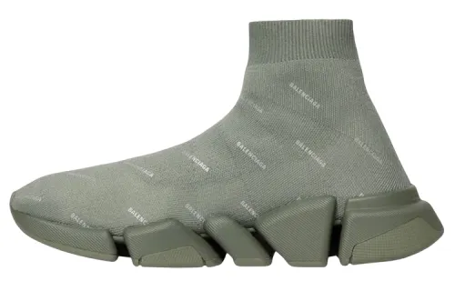 Balenciaga Speed 2.0 Fabric High top Sports Casual Shoes Men's Dark Green