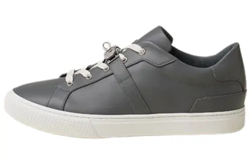 HERMES Day Leather Low top Skateboard Shoes Men's Gray