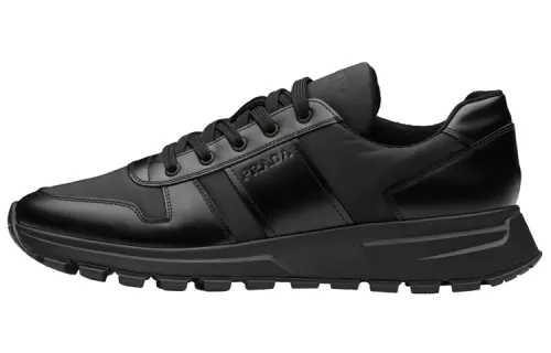 PRADA Prax 01 Cow Leather Low top Athletic Shoes Men's Black