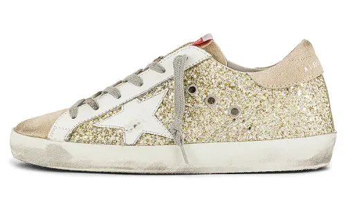 Golden Goose Super Star Leather Stylish Skateboarding Shoes Women's White Yellow Distressed