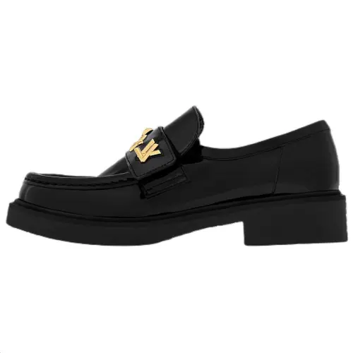LOUIS VUITTON Academy Cow Leather Loafers Women's Black