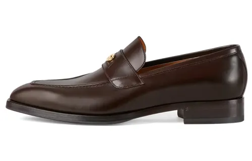 GUCCI Interlocking Leather Casual Shoes Men's Tan