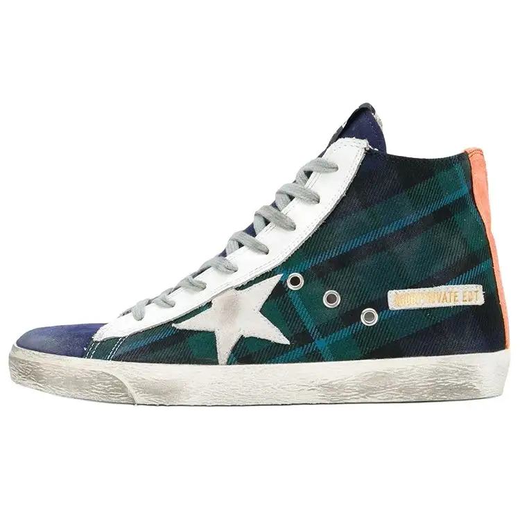 Golden Goose Francy Distressed High top Casual Skate Shoes Women's Green