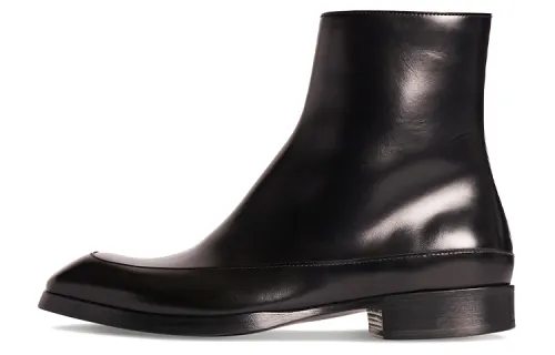 THE ROW Leather Casual Ankle Boots Men's Black