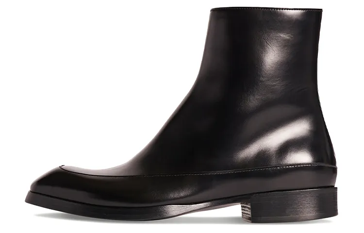 THE ROW Leather Casual Ankle Boots Men's Black