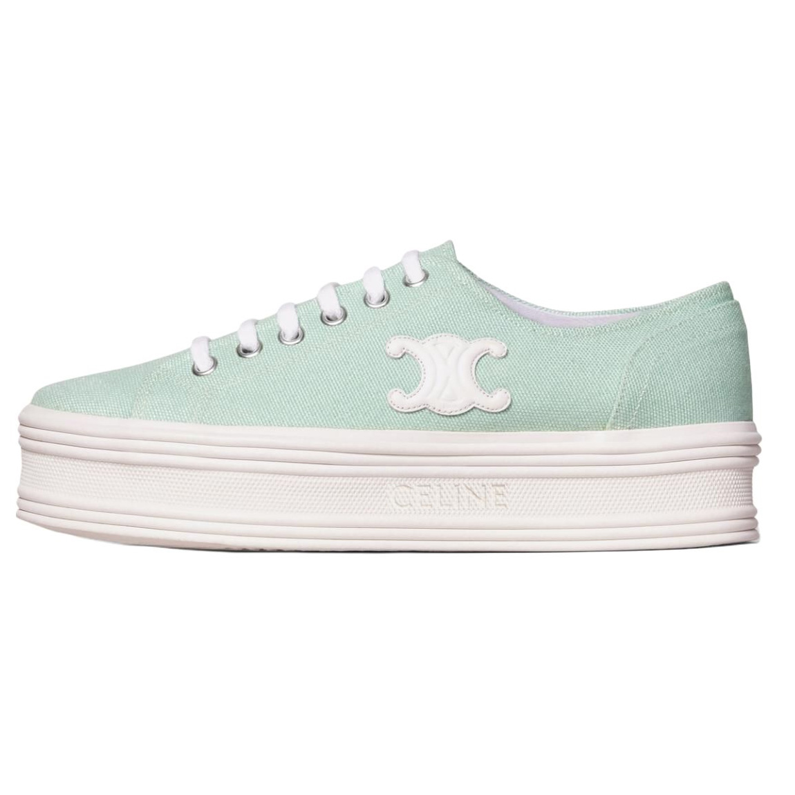 CELINE Jane Leather Lace Up Low top Stylish Skateboarding Shoes Women's Green