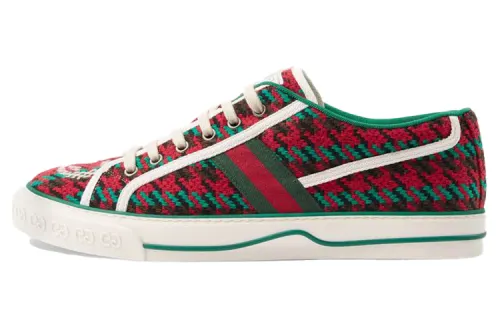 GUCCI Tennis 1977 Canvas Shoes Men's Low Top Red Green