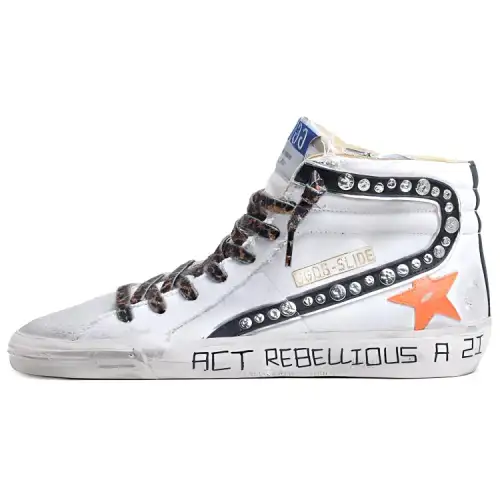 Golden Goose Slide Canvas Shoes Women's High Top White