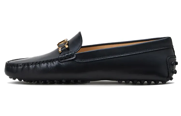 TOD'S Leather Metal Buckle Casual Shoes Women's Black