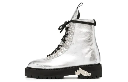 OFF WHITE Ankle Boots Women's Silver White