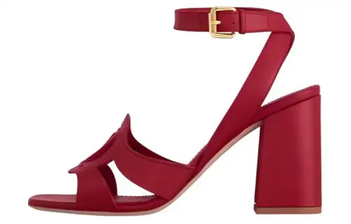 LOUIS VUITTON Isola Leather One Strap Sandals 8.5cm Women's Red