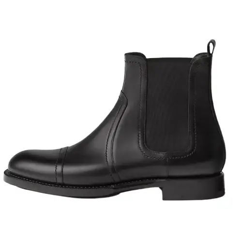 HERMES Jury Calfskin Short Chelsea Boots Men's Black