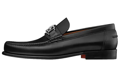 HERMES Balthazar Leather Casual Shoes Men's Black