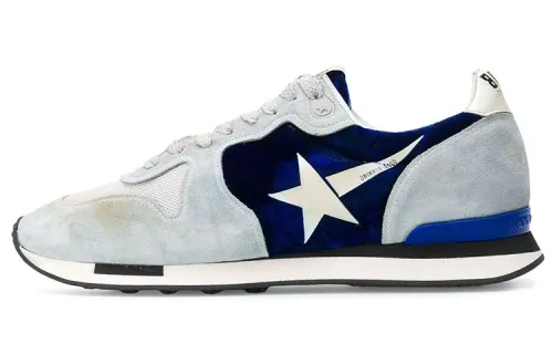Golden Goose Running Series Leather Low top Casual Shoes Women's Blue Gray Distressed