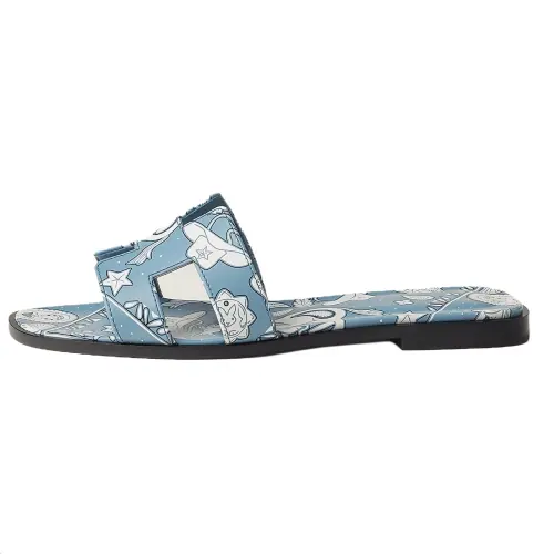 HERMES Oran Slide Slippers Women's Blue