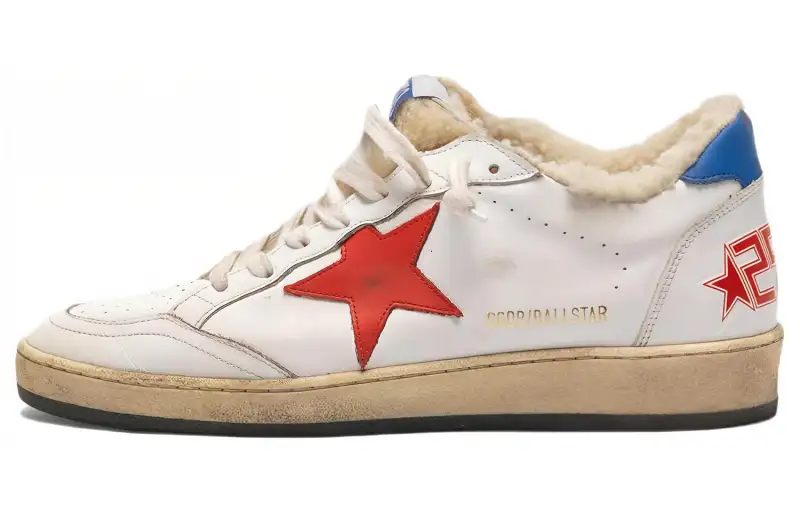 Golden Goose Ball Star Leather Stylish Skateboarding Shoes Women's White Distressed