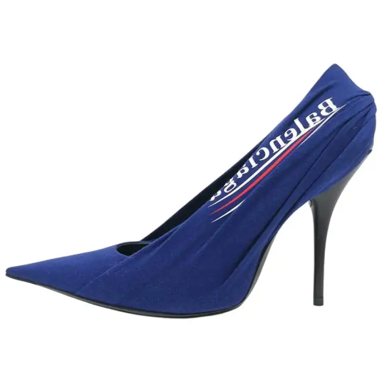 Balenciaga Knife Fabric Slim Heel High Heels 11cm Women's Blue