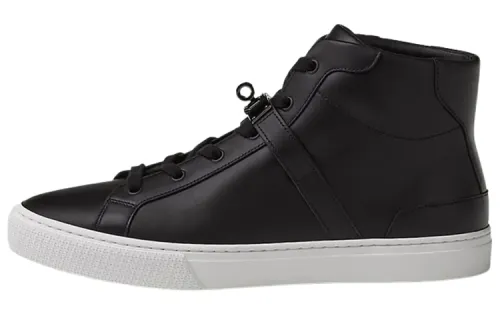 HERMES Daydream Cow Leather High top Stylish Skateboarding Shoes Men's Black