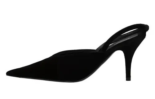 Balenciaga Suede Comfortable Slim Heel Closed Toe Slippers Women's Black
