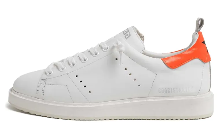 Golden Goose GGDB Starter Cow Leather Skateboard Shoes Women's White Orange Tail
