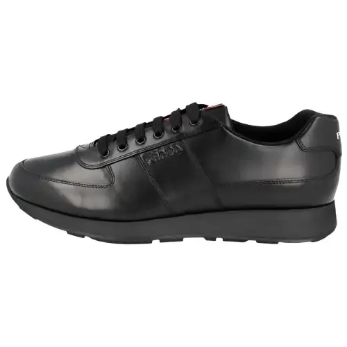 PRADA Leather Low top Casual Shoes Men's Black