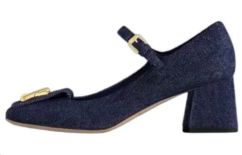 LOUIS VUITTON Shake Chunky Heel Mary Jane Shoes Women's Dark Blue