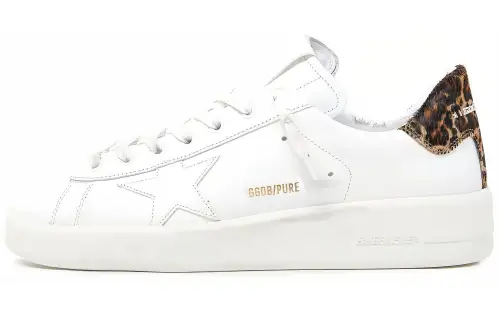 Golden Goose Purestar Stylish Skateboarding Shoes Men's White Leopard Print
