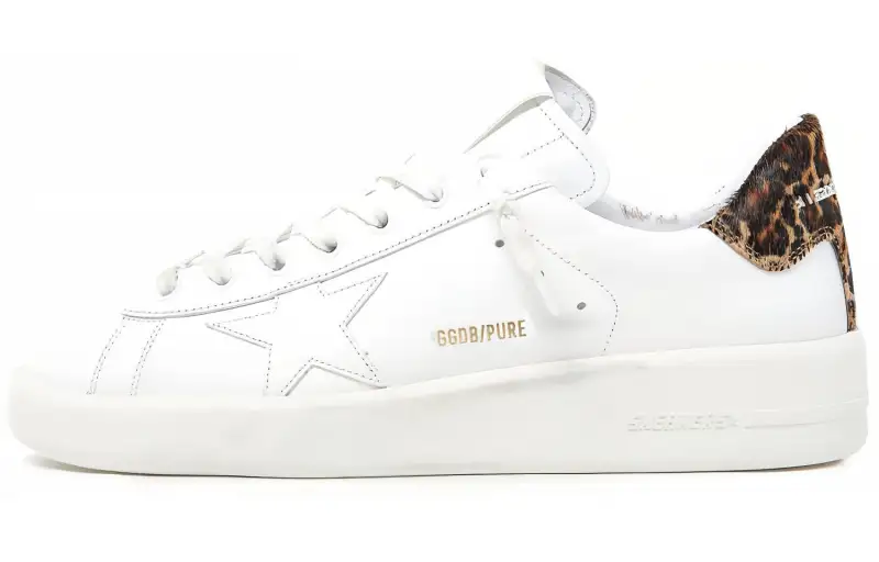 Golden Goose Purestar Stylish Skateboarding Shoes Men's White Leopard Print