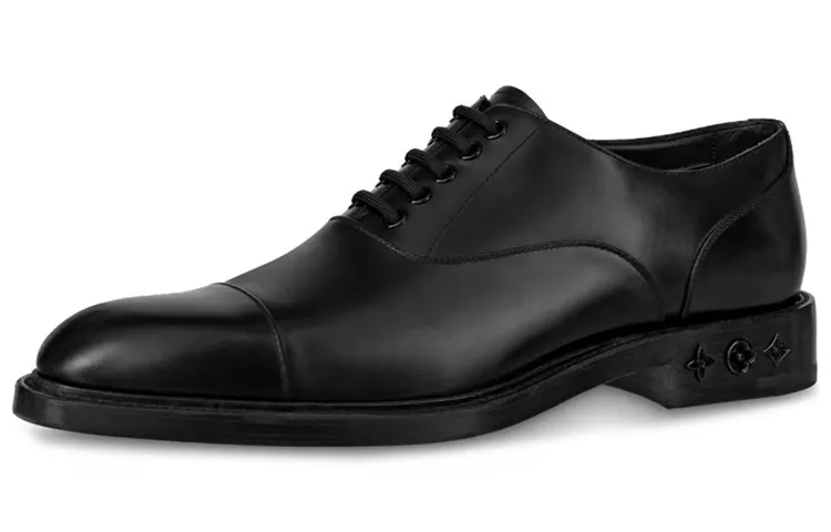 LOUIS VUITTON Formal Top Grain Cow Leather Casual Shoes Men's Black
