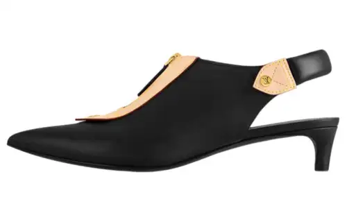 LOUIS VUITTON Allure Cow Leather Slim Heel High Heels 3.5cm Women's Black