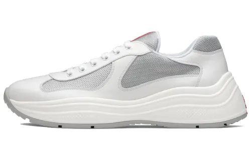 PRADA America's Cup Cow Leather Low top Casual Shoes Men's Silver White