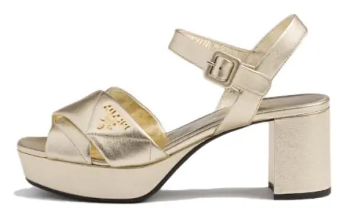 PRADA Leather One Strap Sandals 6.5cm Women's Gold