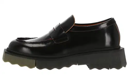 OFF WHITE Leather Men's Casual Shoes Men's Black