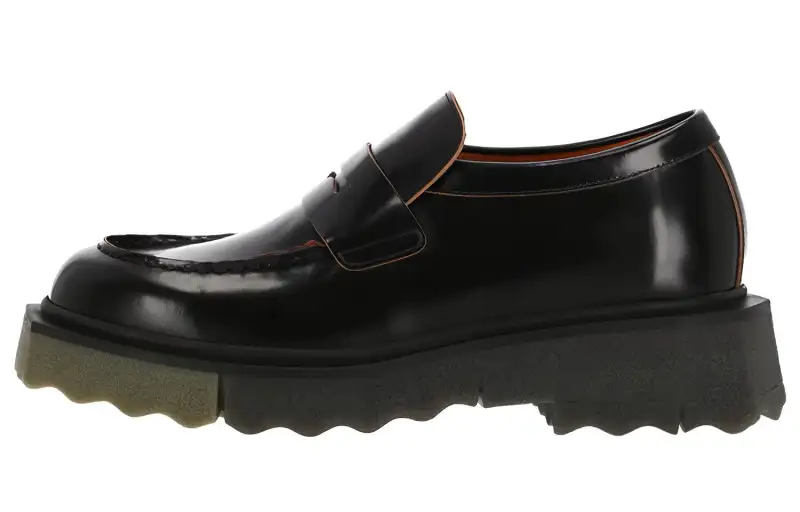 OFF WHITE Leather Men's Casual Shoes Men's Black