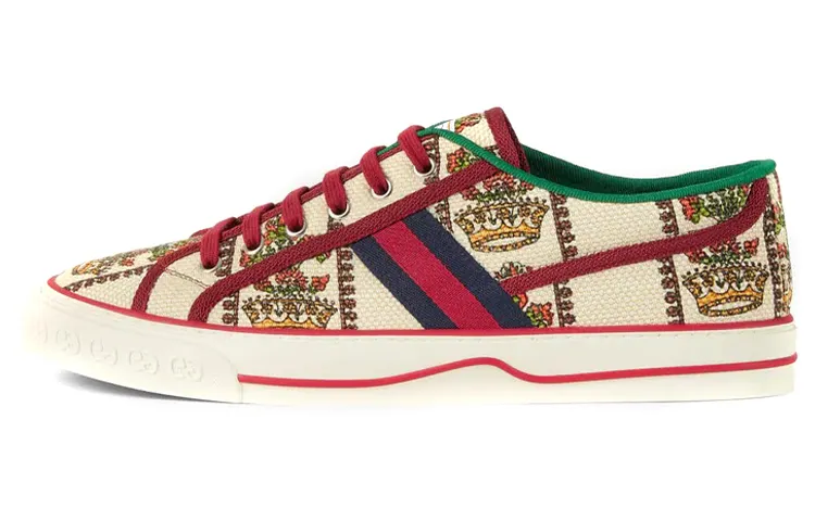 GUCCI Tennis 1977 Casual Low top Stylish Skateboarding Shoes Men's White Red 100th Anniversary