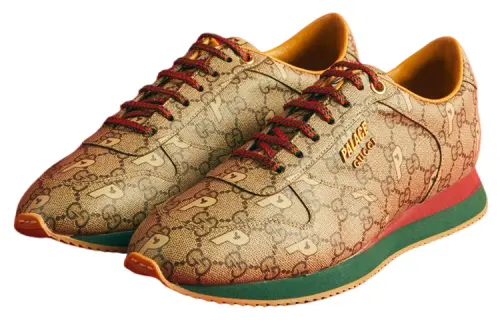 PALACE x GUCCI Leather Lace Up Low top Casual Shoes Women's Yellow
