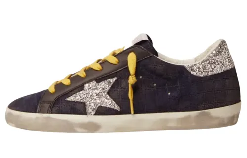 Golden Goose Super Star Skateboard Shoes Women's Low Top Dark Blue