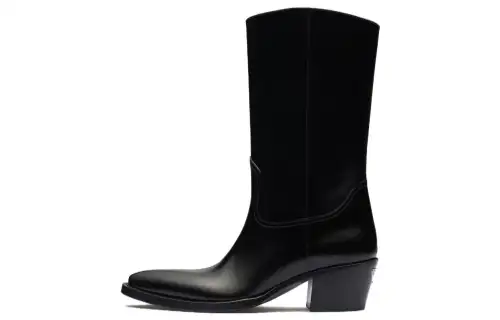 PRADA Logo-plaque Leather Cowboy Boots