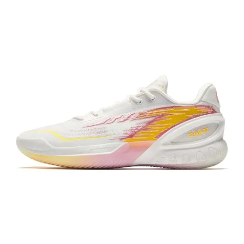 Anta Anta Instant 3 Sunrise A-SHOCK PRO front fork carbon plate LTR liquid rubber professional practical shock absorption and wear resistance boost start low-top basketball shoes men's white pink yellow