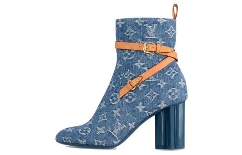 LOUIS VUITTON SILHOUETTE Ankle Boots 8cm Women's Blue