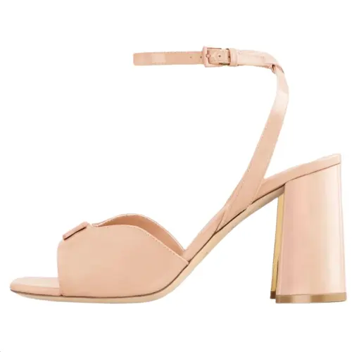 LOUIS VUITTON Swing Patent Leather One Strap Sandals 8.5cm Women's Pink