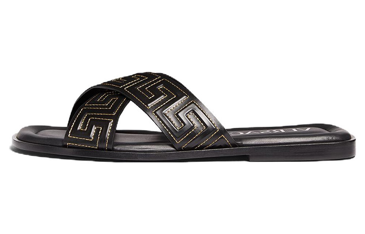 Мужские шлепанцы Versace Greca (черные)